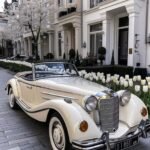 Blue Triumph Convertible Wedding Car